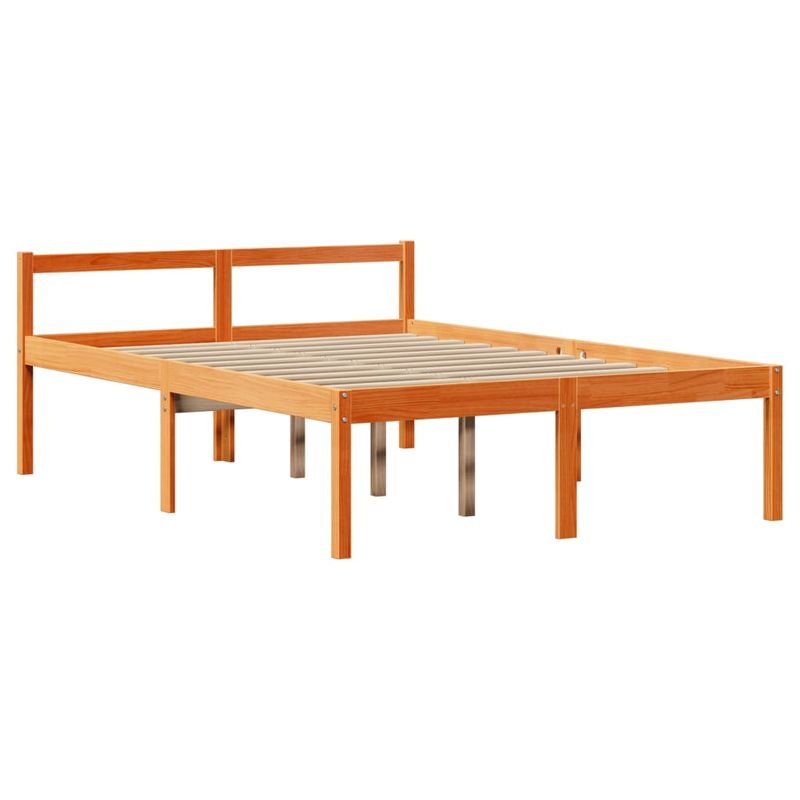 Casa si Gradina - Mobilier - Paturi si accesorii - Paturi - Pat cu biblioteca fara saltea maro ceruit 150x200 cm lemn masiv - Infinity.ro