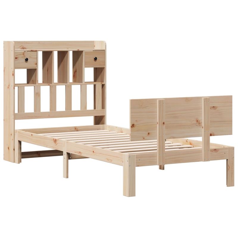 Casa si Gradina - Mobilier - Paturi si accesorii - Paturi - Pat cu biblioteca fara saltea, 100x200 cm, lemn masiv pin - Infinity.ro