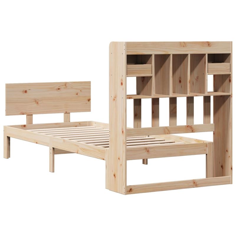 Casa si Gradina - Mobilier - Paturi si accesorii - Paturi - Pat cu biblioteca fara saltea, 100x200 cm, lemn masiv pin - Infinity.ro