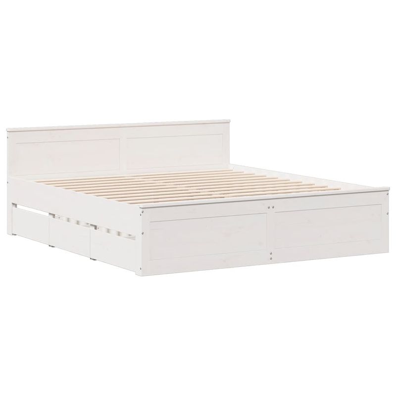 Casa si Gradina - Mobilier - Paturi si accesorii - Paturi - Pat cu biblioteca fara saltea, 180x200 cm, lemn masiv de pin - Infinity.ro