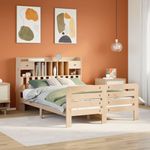 Casa si Gradina - Mobilier - Paturi si accesorii - Paturi - Pat cu biblioteca fara saltea, 140x200 cm, lemn masiv de pin - Infinity.ro