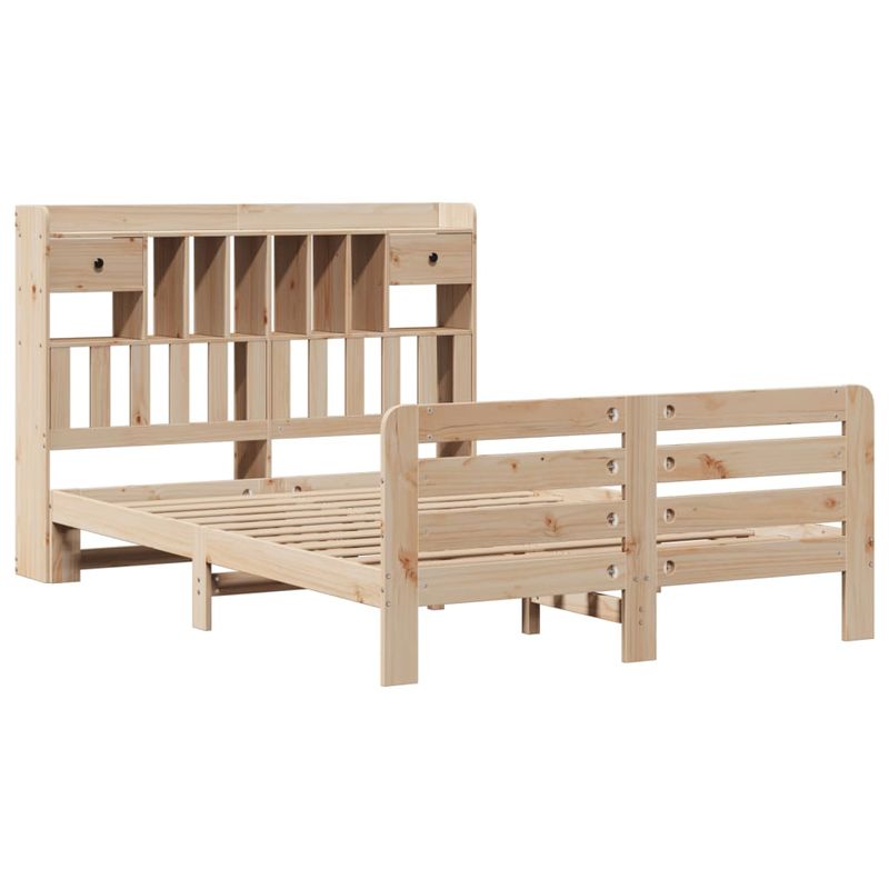 Casa si Gradina - Mobilier - Paturi si accesorii - Paturi - Pat cu biblioteca fara saltea, 140x200 cm, lemn masiv de pin - Infinity.ro