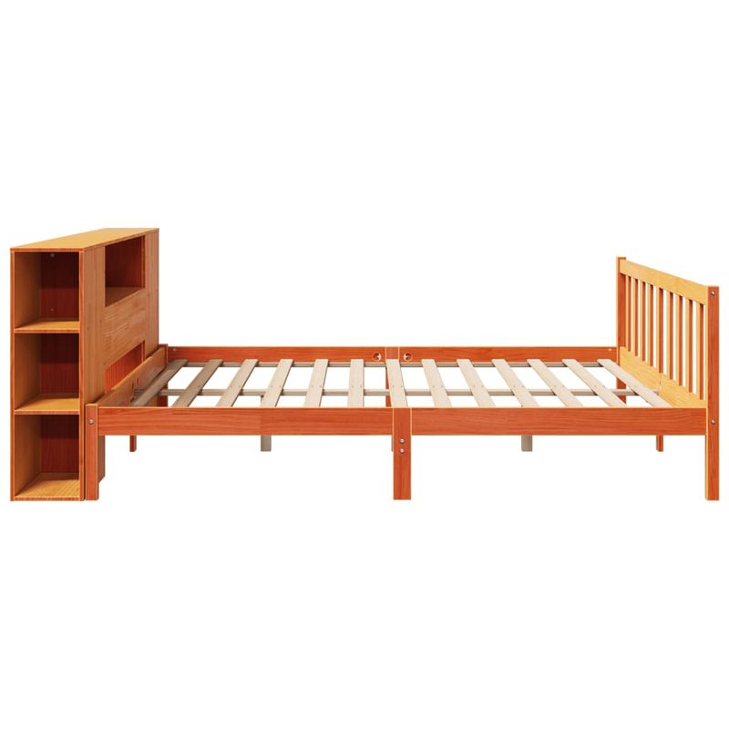 Casa si Gradina - Mobilier - Paturi si accesorii - Paturi - Pat cu biblioteca fara saltea maro 200x200 cm lemn masiv de pin - Infinity.ro