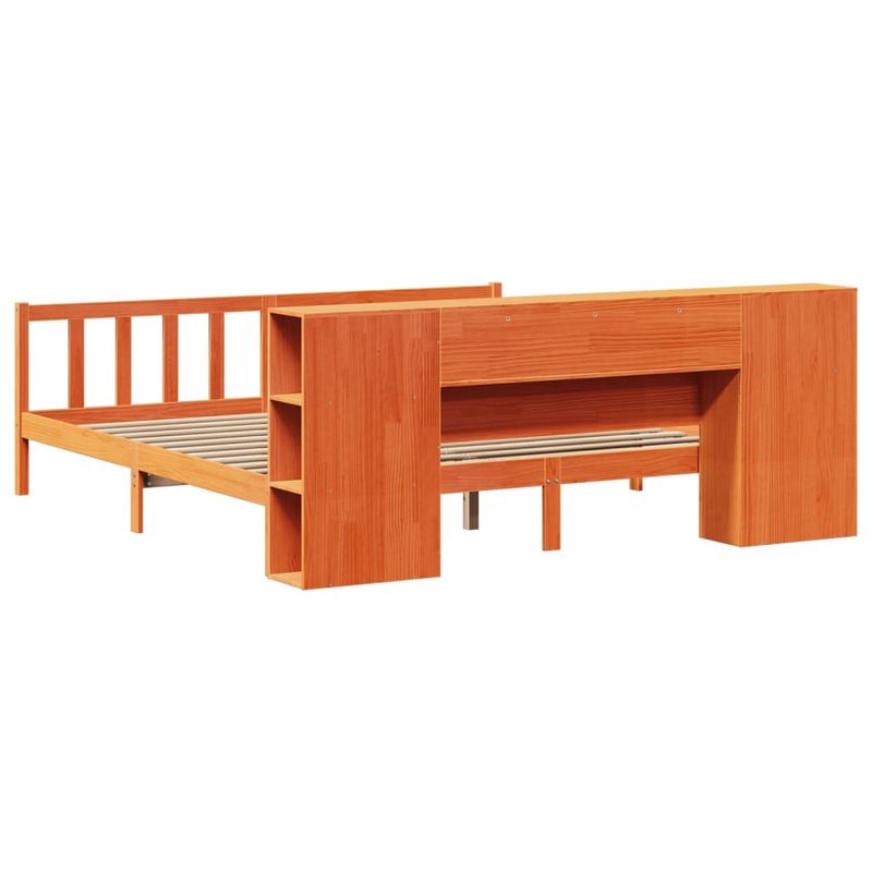 Casa si Gradina - Mobilier - Paturi si accesorii - Paturi - Pat cu biblioteca fara saltea maro 200x200 cm lemn masiv de pin - Infinity.ro