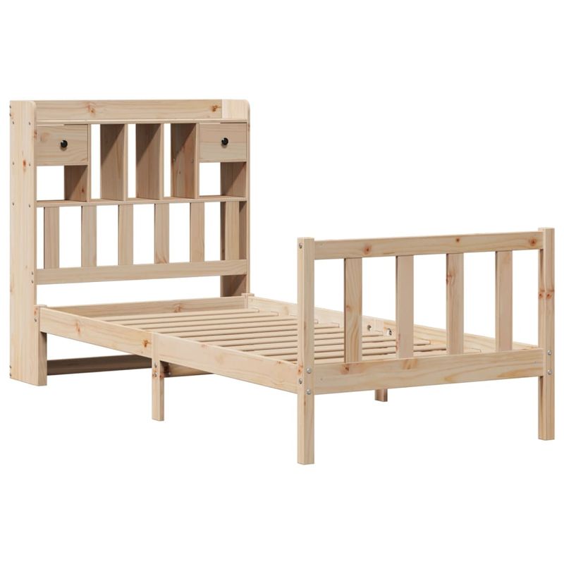 Casa si Gradina - Mobilier - Paturi si accesorii - Paturi - Pat cu biblioteca fara saltea, 100x200 cm, lemn masiv pin - Infinity.ro