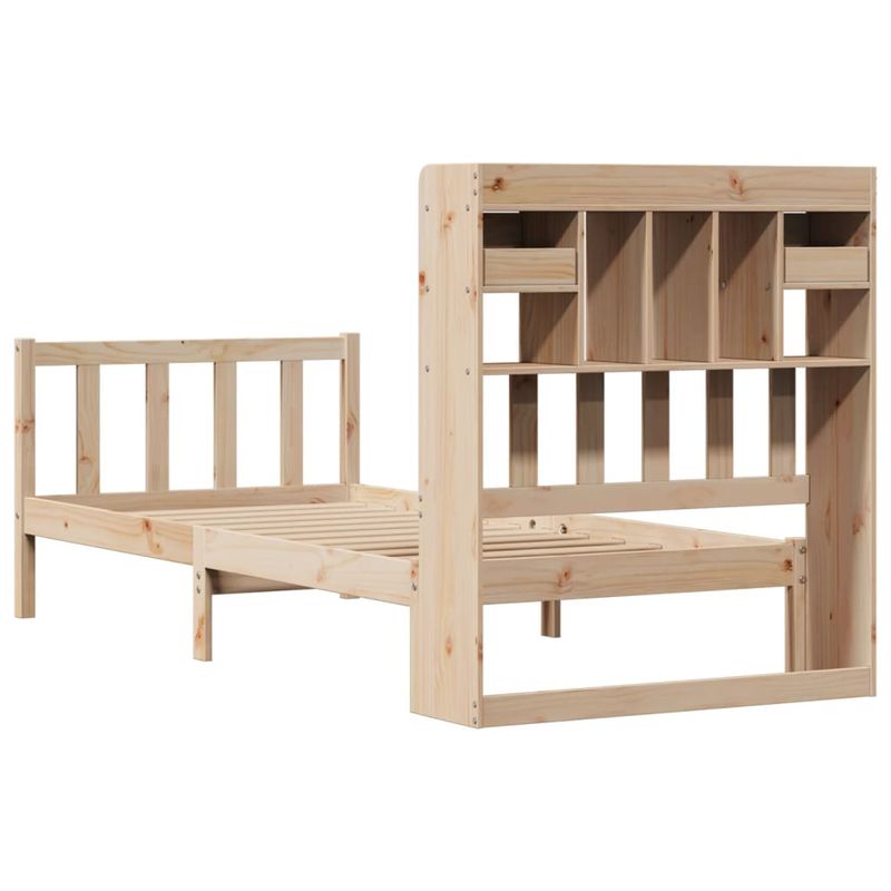 Casa si Gradina - Mobilier - Paturi si accesorii - Paturi - Pat cu biblioteca fara saltea, 100x200 cm, lemn masiv pin - Infinity.ro