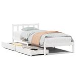 Casa si Gradina - Mobilier - Paturi si accesorii - Paturi - Cadru de pat fara saltea, alb, 75x190 cm, lemn masiv de pin - Infinity.ro