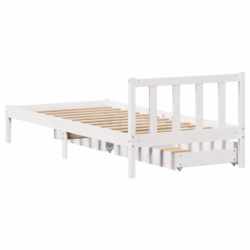 Casa si Gradina - Mobilier - Paturi si accesorii - Paturi - Cadru de pat fara saltea, alb, 75x190 cm, lemn masiv de pin - Infinity.ro