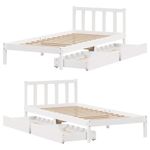 Casa si Gradina - Mobilier - Paturi si accesorii - Paturi - Cadru de pat fara saltea, alb, 75x190 cm, lemn masiv de pin - Infinity.ro