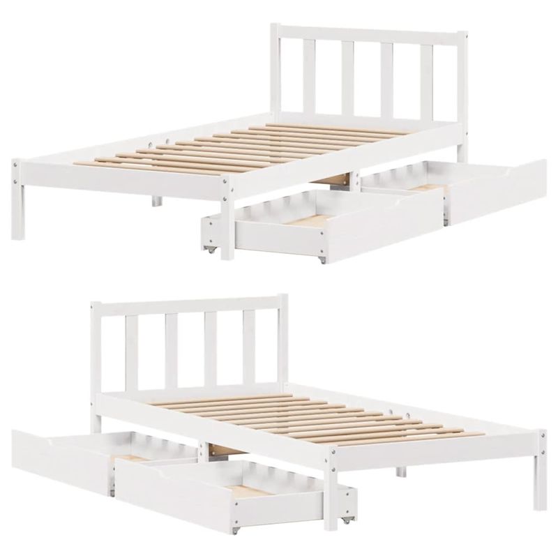 Casa si Gradina - Mobilier - Paturi si accesorii - Paturi - Cadru de pat fara saltea, alb, 75x190 cm, lemn masiv de pin - Infinity.ro