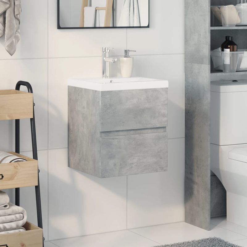 Casa si Gradina - Mobilier - Seturi de mobilier - Seturi baie - Set mobilier de baie, 2 piese, gri beton, lemn compozit - Infinity.ro