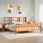 Casa si Gradina - Mobilier - Paturi si accesorii - Paturi - Pat cu biblioteca fara saltea maro 200x200 cm lemn masiv de pin - Infinity.ro