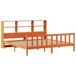 Casa si Gradina - Mobilier - Paturi si accesorii - Paturi - Pat cu biblioteca fara saltea maro 200x200 cm lemn masiv de pin - Infinity.ro