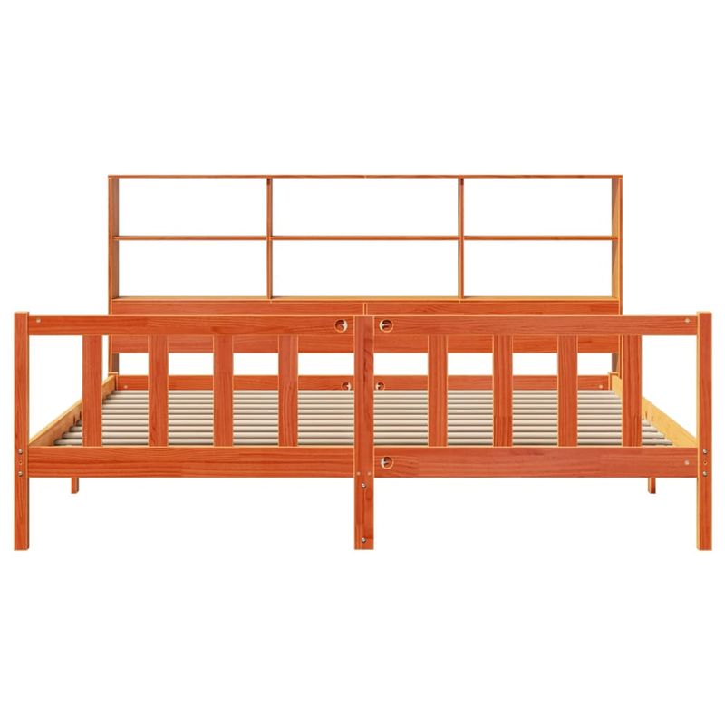 Casa si Gradina - Mobilier - Paturi si accesorii - Paturi - Pat cu biblioteca fara saltea maro 200x200 cm lemn masiv de pin - Infinity.ro