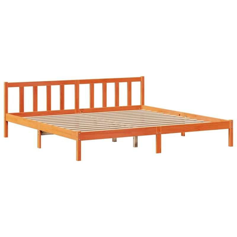Casa si Gradina - Mobilier - Paturi si accesorii - Paturi - Pat cu biblioteca fara saltea maro 200x200 cm lemn masiv de pin - Infinity.ro
