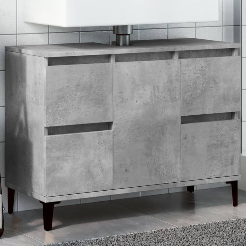 Casa si Gradina - Mobilier - Mobilier baie - Comode baie - Dulap de chiuveta, gri beton, 80x33x60 cm, lemn prelucrat - Infinity.ro