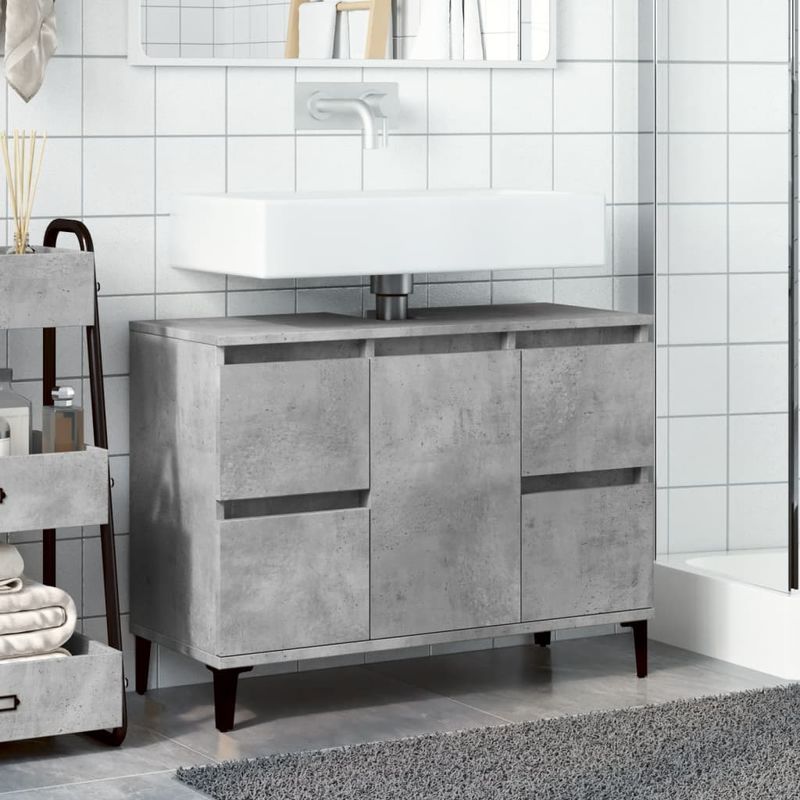 Casa si Gradina - Mobilier - Mobilier baie - Comode baie - Dulap de chiuveta, gri beton, 80x33x60 cm, lemn prelucrat - Infinity.ro
