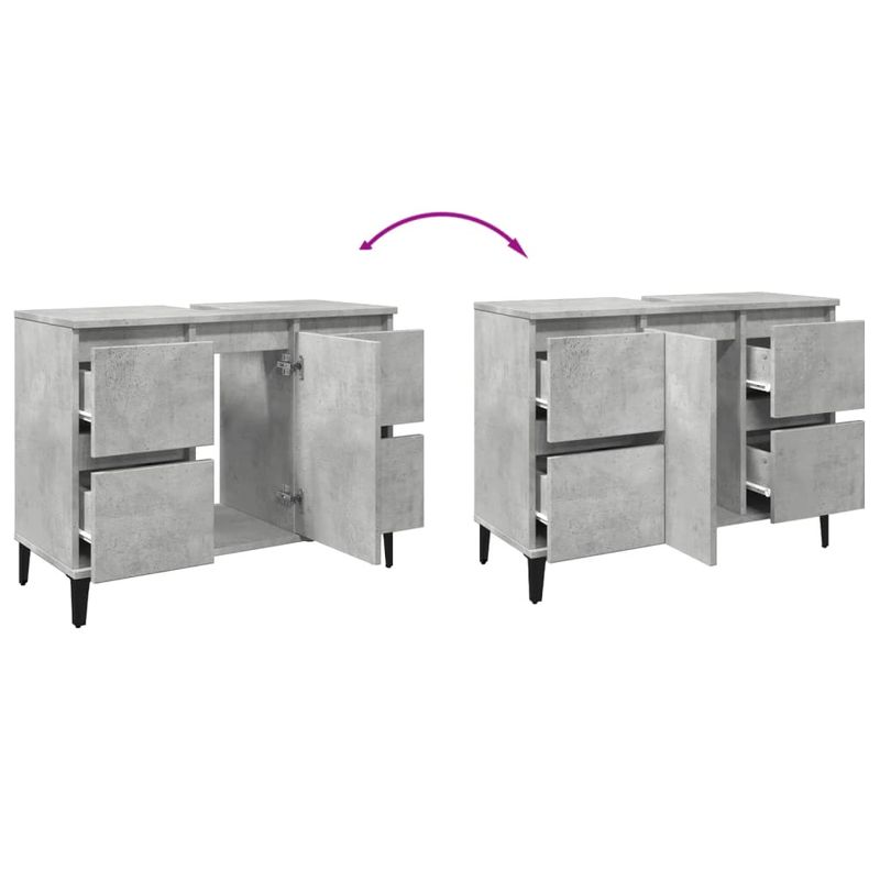 Casa si Gradina - Mobilier - Mobilier baie - Comode baie - Dulap de chiuveta, gri beton, 80x33x60 cm, lemn prelucrat - Infinity.ro