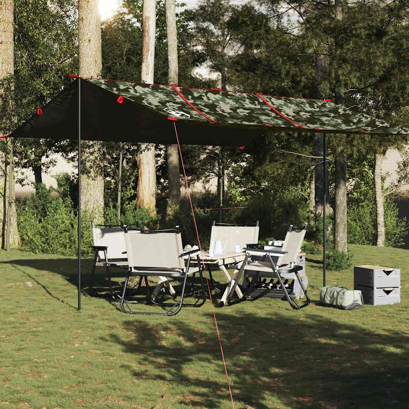 Sport si Outdoor - Camping - Copertine si adaposturi - Prelata de camping, camuflaj, 451x420 cm, impermeabila - Infinity.ro