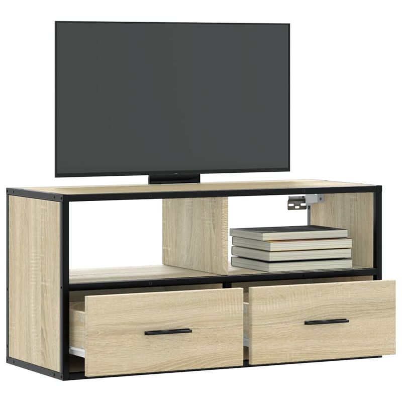 Casa si Gradina - Mobilier - Comode si corpuri - Comode - Dulap TV, stejar sonoma, 80x31x39,5 cm, lemn prelucrat si metal - Infinity.ro