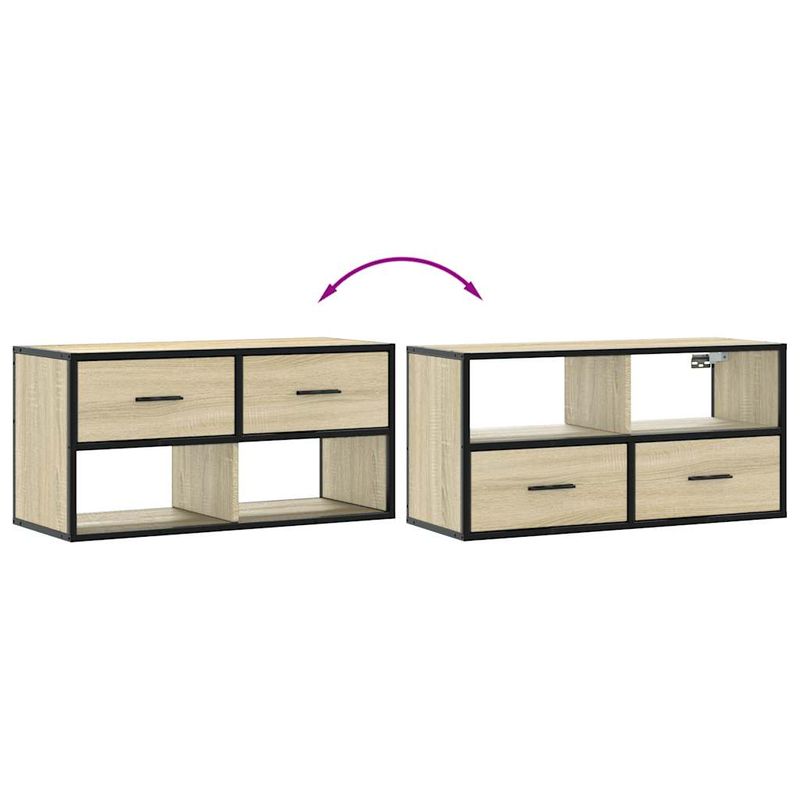 Casa si Gradina - Mobilier - Comode si corpuri - Comode - Dulap TV, stejar sonoma, 80x31x39,5 cm, lemn prelucrat si metal - Infinity.ro