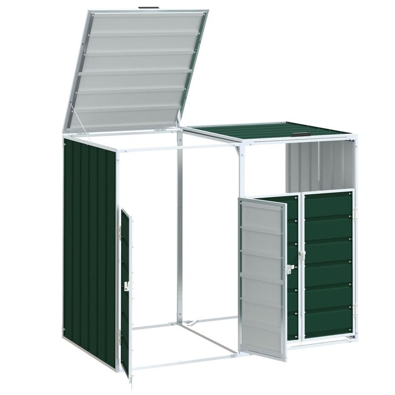 Casa si Gradina - Mobilier - Organizare si depozitare - Cosuri de gunoi - Depozit pubele cu roti duble, verde, 144x81x113 cm, otel - Infinity.ro
