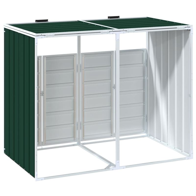 Casa si Gradina - Mobilier - Organizare si depozitare - Cosuri de gunoi - Depozit pubele cu roti duble, verde, 144x81x113 cm, otel - Infinity.ro