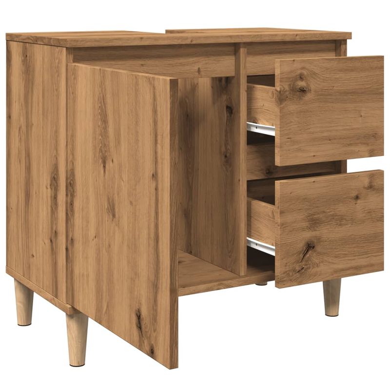 Casa si Gradina - Mobilier - Mobilier baie - Comode baie - Dulap de chiuveta, stejar artizanal, 65x33x60 cm lemn prelucrat - Infinity.ro