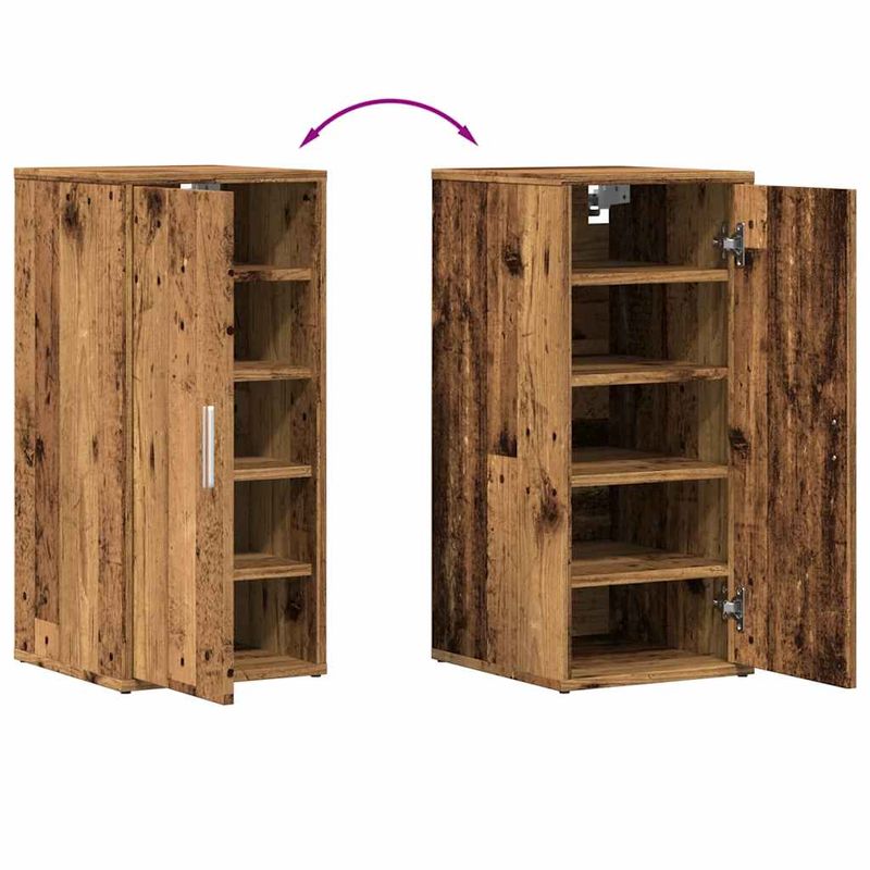 Casa si Gradina - Mobilier - Organizare si depozitare - Organizator incaltaminte - Pantofare, 2 buc., lemn vechi, 32x35x70 cm, lemn prelucrat, model 2x shoe cabinet with door - Infinity.ro