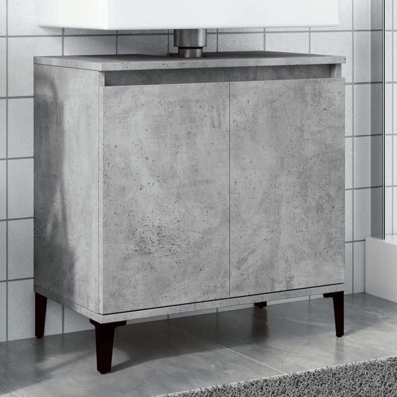 Casa si Gradina - Mobilier - Mobilier baie - Comode baie - Dulap de chiuveta, gri beton, 58x33x60 cm, lemn prelucrat - Infinity.ro