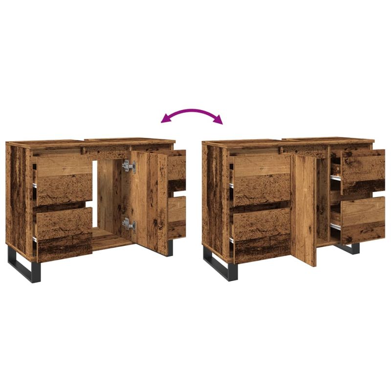 Casa si Gradina - Mobilier - Seturi de mobilier - Seturi baie - Dulap chiuveta baie, lemn vechi, 80x33x60 cm, lemn prelucrat - Infinity.ro