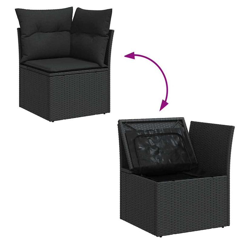 Casa si Gradina - Gradina si terasa - Mobilier exterior - Seturi mobila gradina - Set mobilier de gradina cu perne, 6 piese, negru, poliratan - Infinity.ro