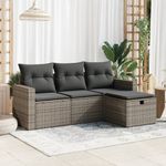 Casa si Gradina - Gradina si terasa - Mobilier exterior - Seturi mobila gradina - Set canapea de gradina cu perne, 4 piese, gri, poliratan - Infinity.ro