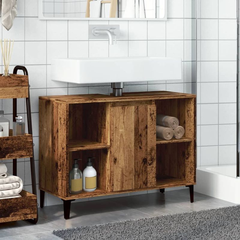 Casa si Gradina - Mobilier - Mobilier baie - Comode baie - Dulap de chiuveta, lemn vechi, 80x33x60 cm, lemn prelucrat - Infinity.ro