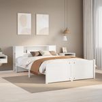 Casa si Gradina - Mobilier - Paturi si accesorii - Paturi - Pat cu biblioteca fara saltea, alb, 160x200 cm, lemn masiv pin - Infinity.ro