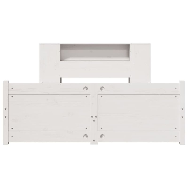 Casa si Gradina - Mobilier - Paturi si accesorii - Paturi - Pat cu biblioteca fara saltea, alb, 160x200 cm, lemn masiv pin - Infinity.ro