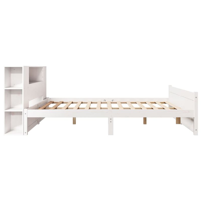 Casa si Gradina - Mobilier - Paturi si accesorii - Paturi - Pat cu biblioteca fara saltea, alb, 160x200 cm, lemn masiv pin - Infinity.ro