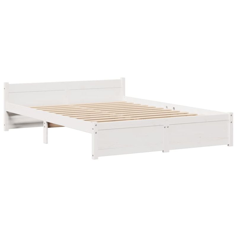 Casa si Gradina - Mobilier - Paturi si accesorii - Paturi - Pat cu biblioteca fara saltea, alb, 160x200 cm, lemn masiv pin - Infinity.ro