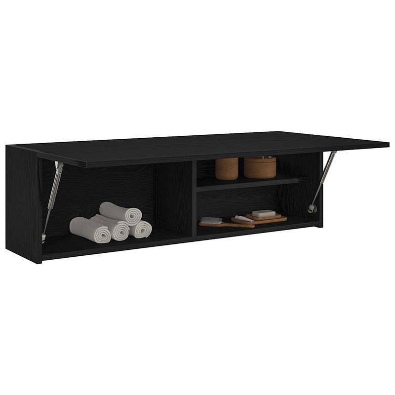 Casa si Gradina - Mobilier - Mobilier baie - Corpuri baie - Dulap de perete de baie, negru, 100x25x30 cm, lemn prelucrat - Infinity.ro