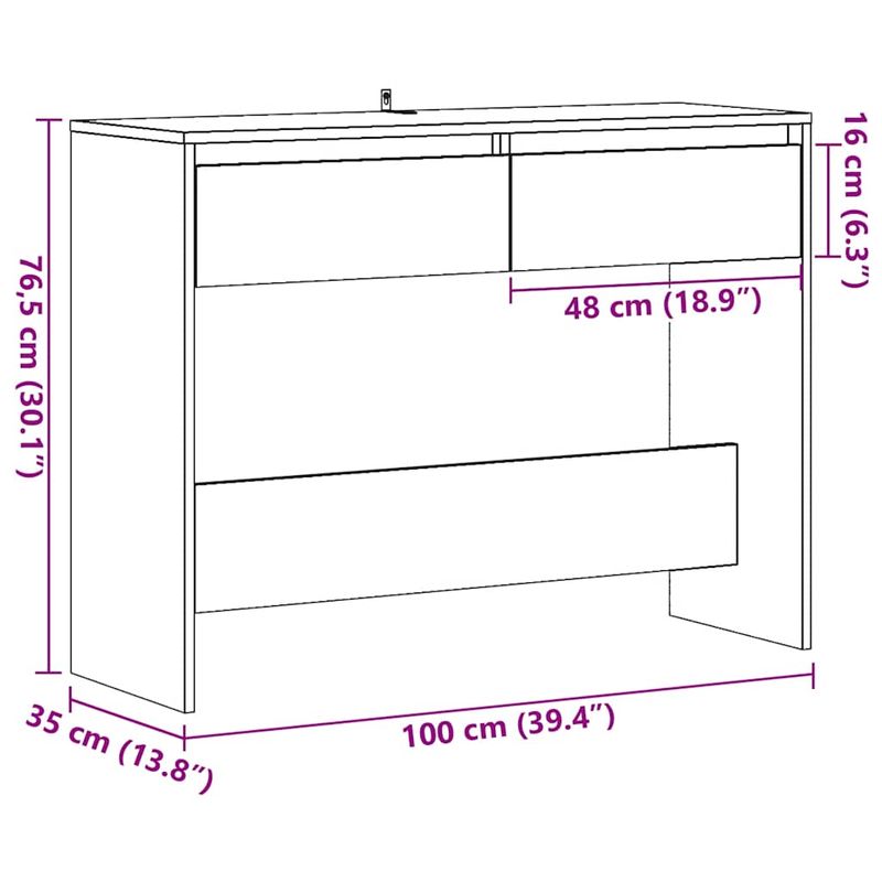Casa si Gradina - Mobilier - Comode si corpuri - Console - Masuta consola, stejar artizanal, 100x35x76,5cm, lemn prelucrat - Infinity.ro