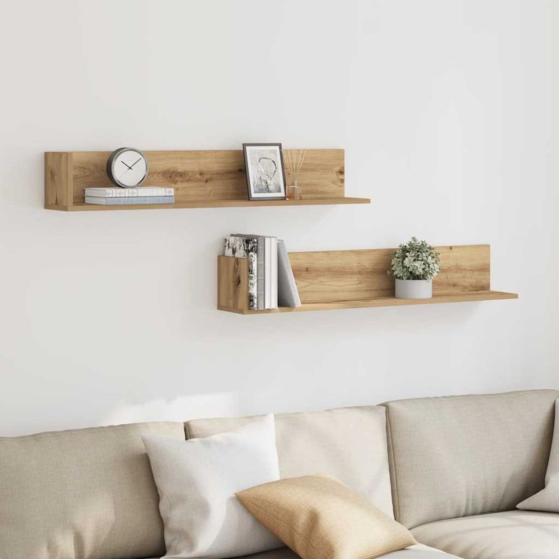 Casa si Gradina - Mobilier - Biblioteci si rafturi - Rafturi - Rafturi perete 2 buc., stejar artizanal, 100x16,5x16,5 cm, lemn - Infinity.ro