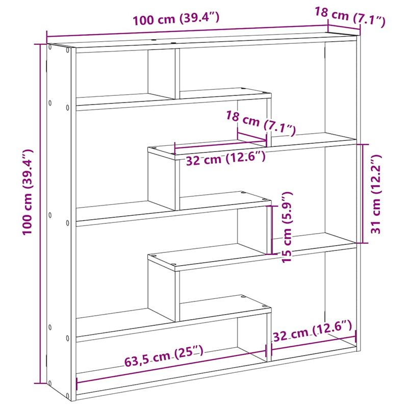 Casa si Gradina - Mobilier - Biblioteci si rafturi - Rafturi - Raft cubic perete cu 7 compartimente lemn vechi lemn prelucrat - Infinity.ro