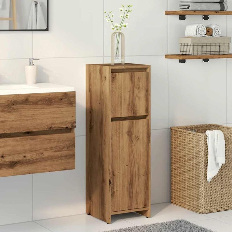 Casa si Gradina - Mobilier - Mobilier baie - Comode baie - Dulap de baie, stejar artizanal, 30x30x95 cm, lemn compozit - Infinity.ro