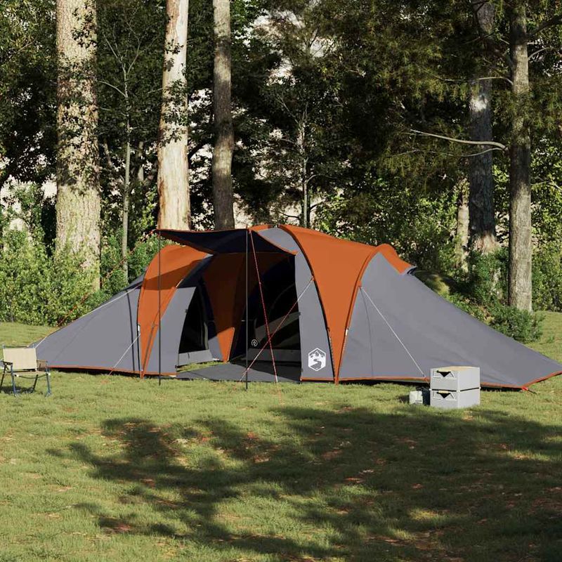 Sport si Outdoor - Camping - Corturi camping - Cort de familie cupola 6 persoane, gri/portocaliu, impermeabil - Infinity.ro