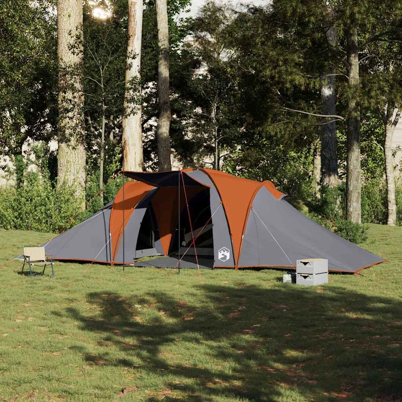 Sport si Outdoor - Camping - Corturi camping - Cort de familie cupola 6 persoane, gri/portocaliu, impermeabil - Infinity.ro
