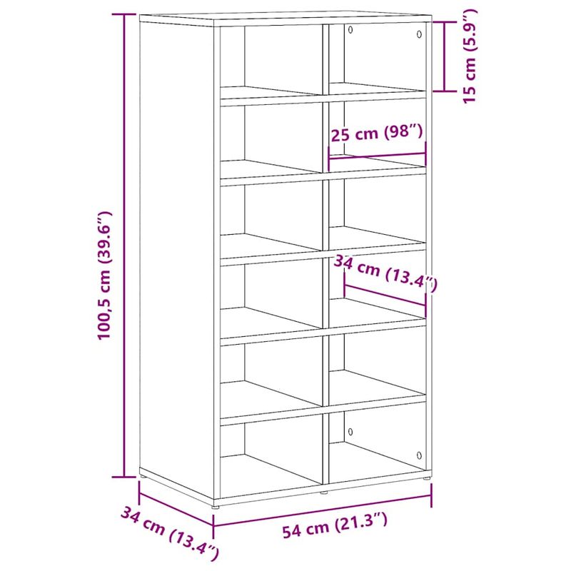 Casa si Gradina - Mobilier - Organizare si depozitare - Organizator incaltaminte - Pantofar, Stejar artizanal, 54x34x100,5 cm, lemn compozit - Infinity.ro