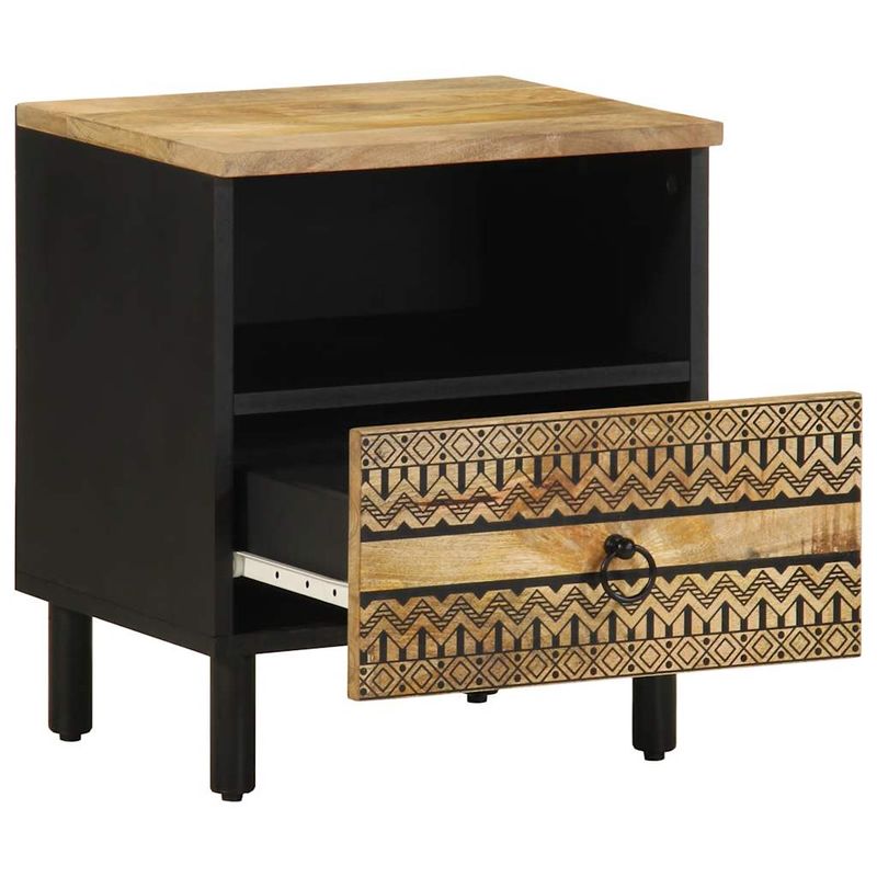 Casa si Gradina - Mobilier - Comode si corpuri - Noptiere - Noptiera, negru, 40x33x46 cm, lemn masiv de mango brut - Infinity.ro