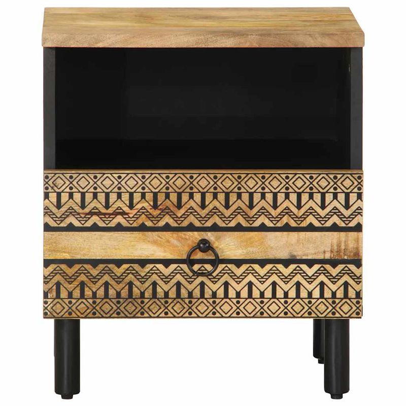 Casa si Gradina - Mobilier - Comode si corpuri - Noptiere - Noptiera, negru, 40x33x46 cm, lemn masiv de mango brut - Infinity.ro