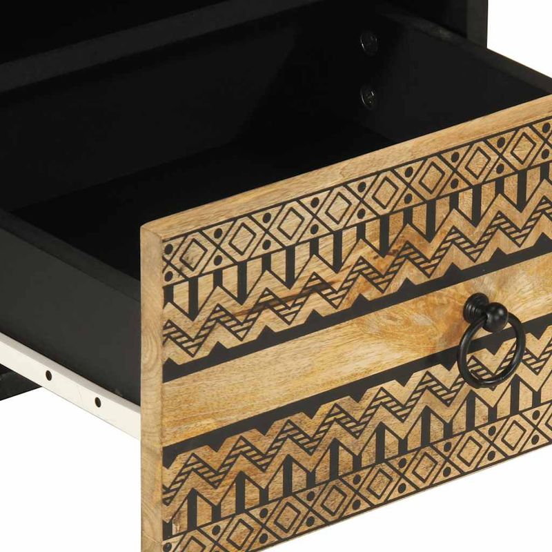Casa si Gradina - Mobilier - Comode si corpuri - Noptiere - Noptiera, negru, 40x33x46 cm, lemn masiv de mango brut - Infinity.ro