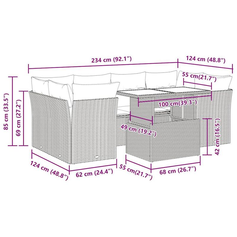 Casa si Gradina - Gradina si terasa - Mobilier exterior - Seturi mobila gradina - Set canapele de gradina cu perne, 7 piese, maro, poliratan - Infinity.ro